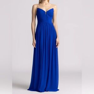 Zac Posen Vibrant Cobalt Blue Chiffon Gown, size 8, NWT